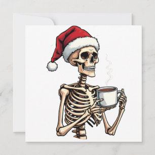Tarjeta De Agradecimiento Famoso Halloween bebiendo café Navidades Santa