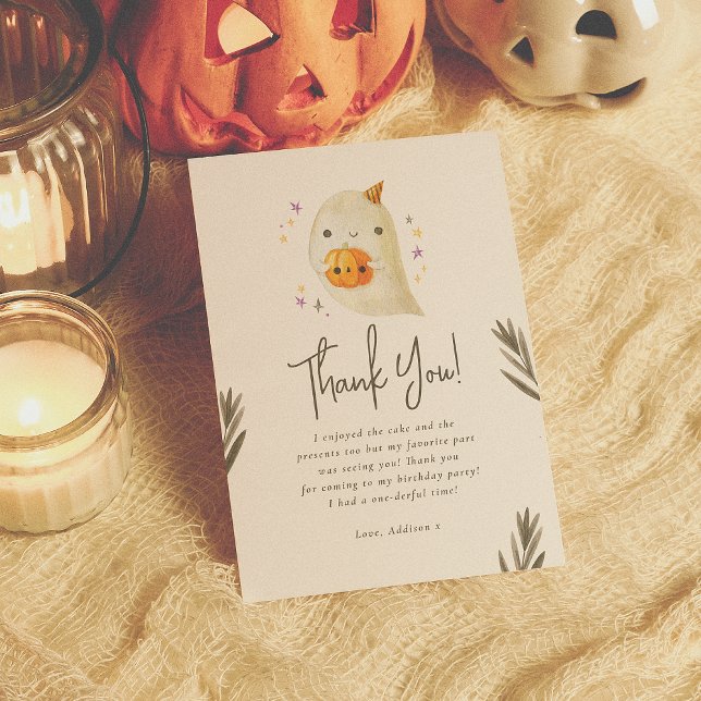 Tarjeta De Agradecimiento Famoso Un lindo Halloween Primer Cumpleaños Gracia (Subido por el creador)