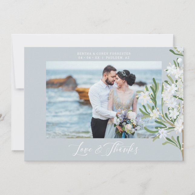 Tarjeta De Agradecimiento Fancy Botanches Photo Boda (Anverso)