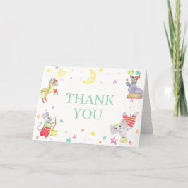 Tarjeta De Agradecimiento Fancy Circus Carnival Animals Baby Shower