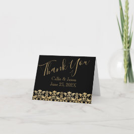 Tarjeta De Agradecimiento Fancy Gold Lettering on Black Gracias Card