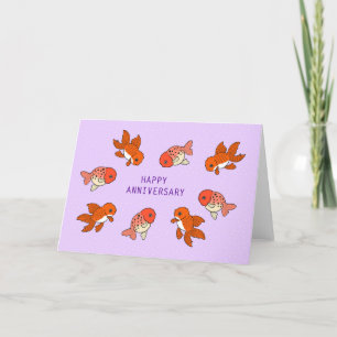Tarjeta De Agradecimiento Fancy Goldfish rojo Pescado Feliz Aniversario