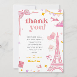 Tarjeta De Agradecimiento Fancy Pink Eiffel Tower Paris Theme