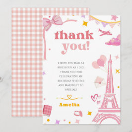 Tarjeta De Agradecimiento Fancy Pink Eiffel Tower Paris Theme