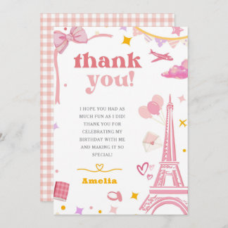 Tarjeta De Agradecimiento Fancy Pink Eiffel Tower Paris Theme