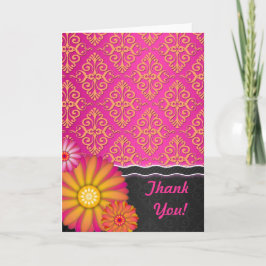 Tarjeta De Agradecimiento Fancy Tangerine Tango Naranja Rosa Dámpara Floral
