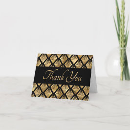 Tarjeta De Agradecimiento Fans geométricos elegantes de oro y arte negro