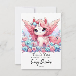 Tarjeta De Agradecimiento Fantasía divertida Unicorn Baby Shower