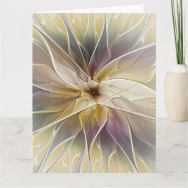 Tarjeta De Agradecimiento Fantasía Floral Oro Berenjena Arte Fractal Abstrac