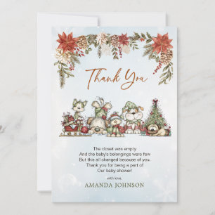Tarjeta De Agradecimiento Fantasiosa Ducha de Bebé Perros de Navidad Esponjo