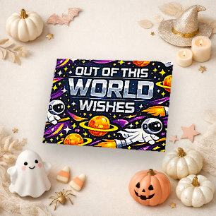 Tarjeta De Agradecimiento Fantasma Astronauta Espacial Cósmico Morado Espelu