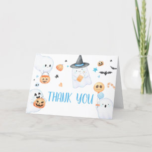Tarjeta De Agradecimiento Fantasma azul Halloween Pequeño Boo Baby Shower