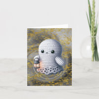 Fantasma Crochet Con Linterna En Blanco