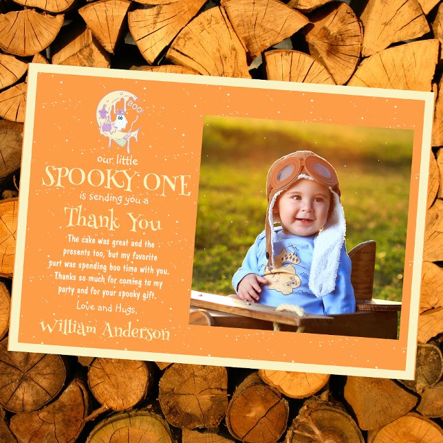 Tarjeta De Agradecimiento Fantasma de Boo Pequeño y Lindo Luna Halloween Cum (Subido por el creador)