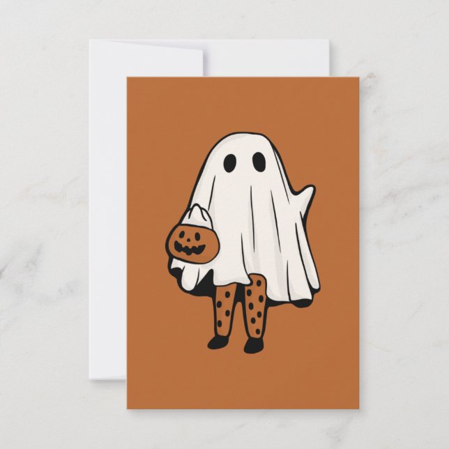 Tarjeta De Agradecimiento Fantasma de Halloween con medias Halloween (Anverso)