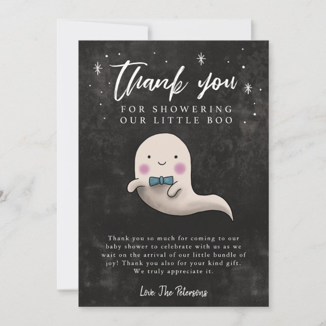 Tarjeta De Agradecimiento Fantasma de niño pequeño de Baby Shower (Anverso)