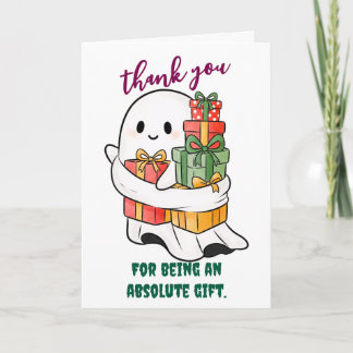 Tarjeta De Agradecimiento Fantasma Encantador con Regalos