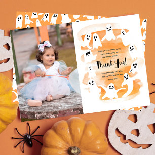 Tarjeta De Agradecimiento Fantasma Primera fiesta de cumpleaños de Halloween