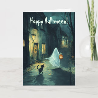 Tarjeta De Agradecimiento Fantasma y gatos o truco