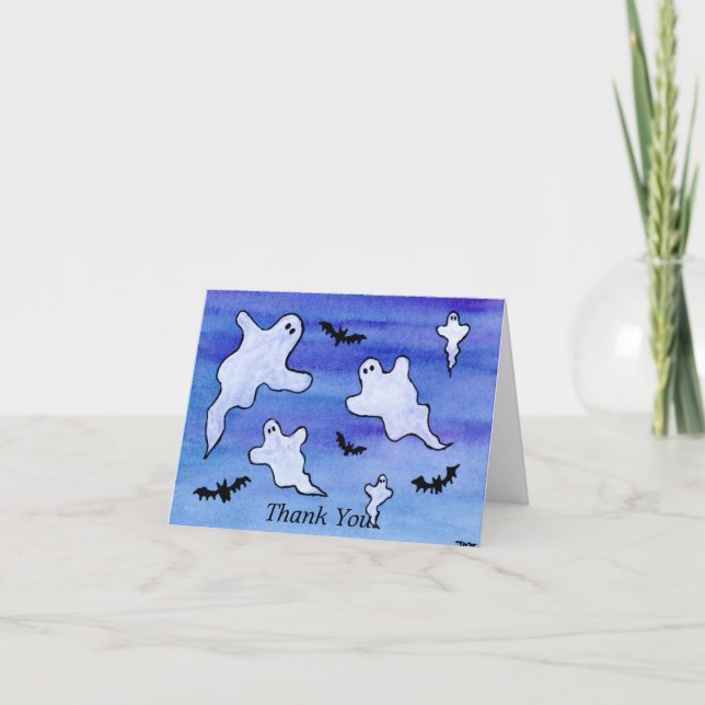 Tarjeta De Agradecimiento Fantasma y murciélagos (Anverso)