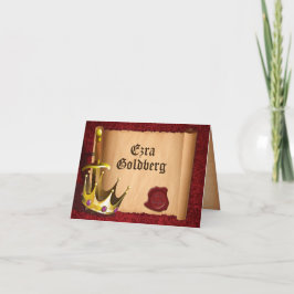 Tarjeta De Agradecimiento Fantasy Knight Medieval Bar Mitzvah Gracias