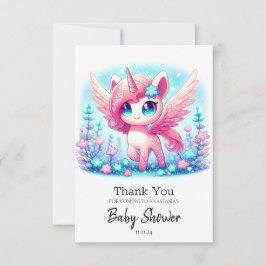 Tarjeta De Agradecimiento Fantasy Unicorn Baby Shower