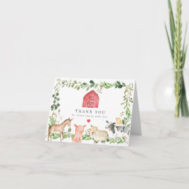 Tarjeta De Agradecimiento Farm Animals Baby Shower Thank You Card