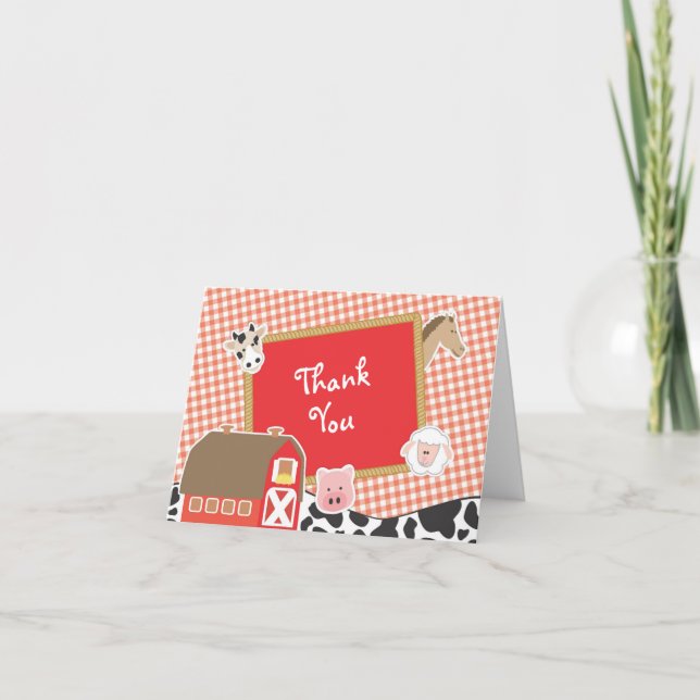 Tarjeta De Agradecimiento Farm Animals Baby Shower Thank You Cards (Anverso)