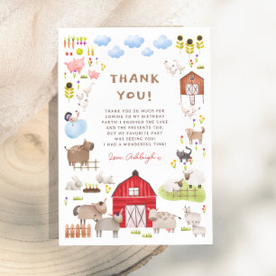 Tarjeta De Agradecimiento Farm Animals Barnyard Bash Birthday Party