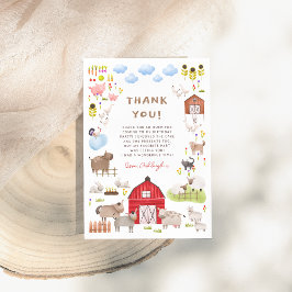 Tarjeta De Agradecimiento Farm Animals Barnyard Bash Birthday Party