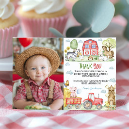 Tarjeta De Agradecimiento Farm Animals Barnyard Birthday Photo