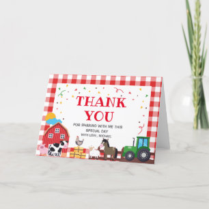 Tarjeta De Agradecimiento Farm animals Birthday ki