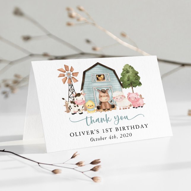 Tarjeta De Agradecimiento Farm Animals, Cute Animals, Barn, First Birthday (Subido por el creador)