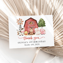 Tarjeta De Agradecimiento Farm Animals, Cute Animals, Barn, First Birthday