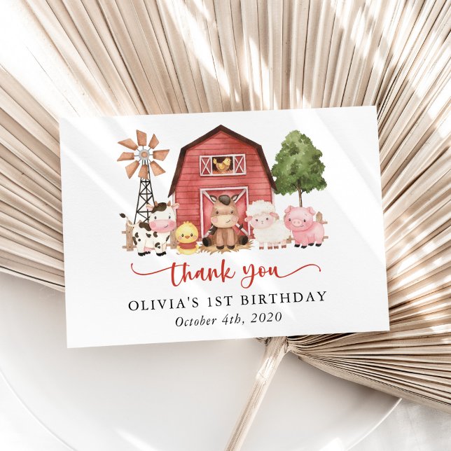 Tarjeta De Agradecimiento Farm Animals, Cute Animals, Barn, First Birthday (Subido por el creador)
