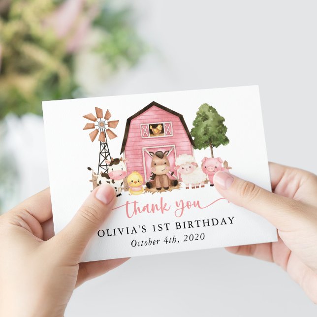 Tarjeta De Agradecimiento Farm Animals, Cute Animals, Barn, First Birthday (Subido por el creador)