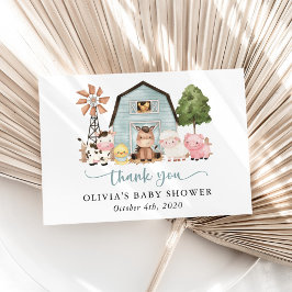 Tarjeta De Agradecimiento Farm Animals, Cute Animals, Blue Barn, Baby Shower