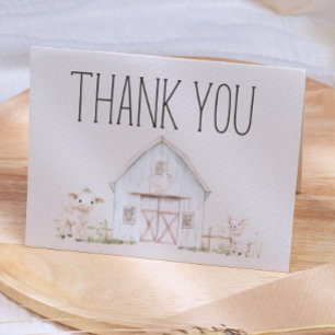 Tarjeta De Agradecimiento Farm Animals Meadow Friends Baby Shower