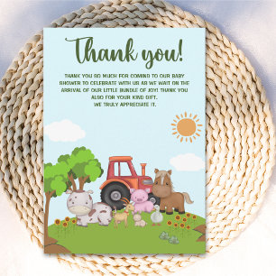Tarjeta De Agradecimiento Farm Barnyard Baby Shower