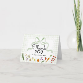 Tarjeta De Agradecimiento Farmer's Market Baby Shower Green Gingham