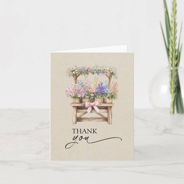 Tarjeta De Agradecimiento Farmers Market Floral Bridal Shower Thank You Card (Anverso)