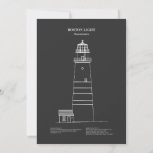 Tarjeta De Agradecimiento Faro Boston Light - Massachusetts – PD