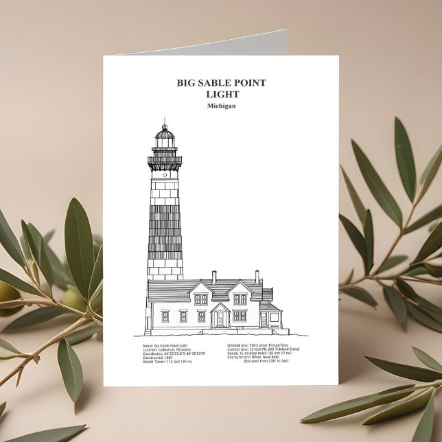 Tarjeta De Agradecimiento Faro de Big Sable Point - Míchigan - BD (Big Sable Point Lighthouse - Michigan - BD. Thank You Card)