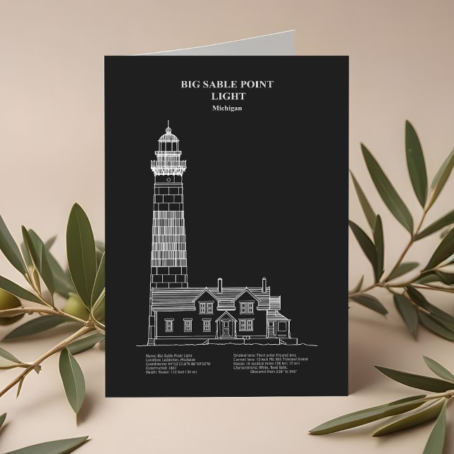 Tarjeta De Agradecimiento Faro de Big Sable Point - Míchigan – PD (Big Sable Point Lighthouse - Michigan – PD. Thank You Card )