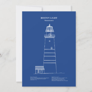 Tarjeta De Agradecimiento Faro de Boston Light - Massachusetts – AD