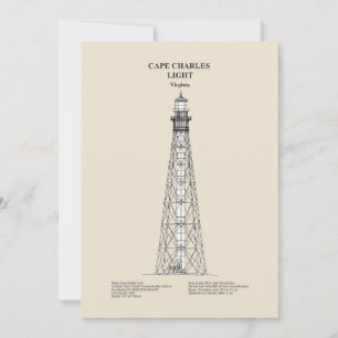 Tarjeta De Agradecimiento Faro de Cape Charles - Virginia - SBD