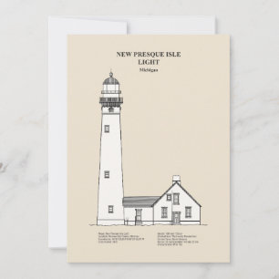 Tarjeta De Agradecimiento Faro de la Nueva Isla Presque - Michigan - SBD