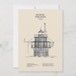 Tarjeta De Agradecimiento Faro de luz Duxbury Pier - Massachusetts -SBD
