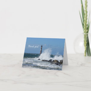 Tarjeta De Agradecimiento Faro de Morris Island Splash Gracias