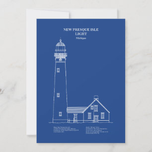 Tarjeta De Agradecimiento Faro de Nueva Isla Presque - Michigan - AD